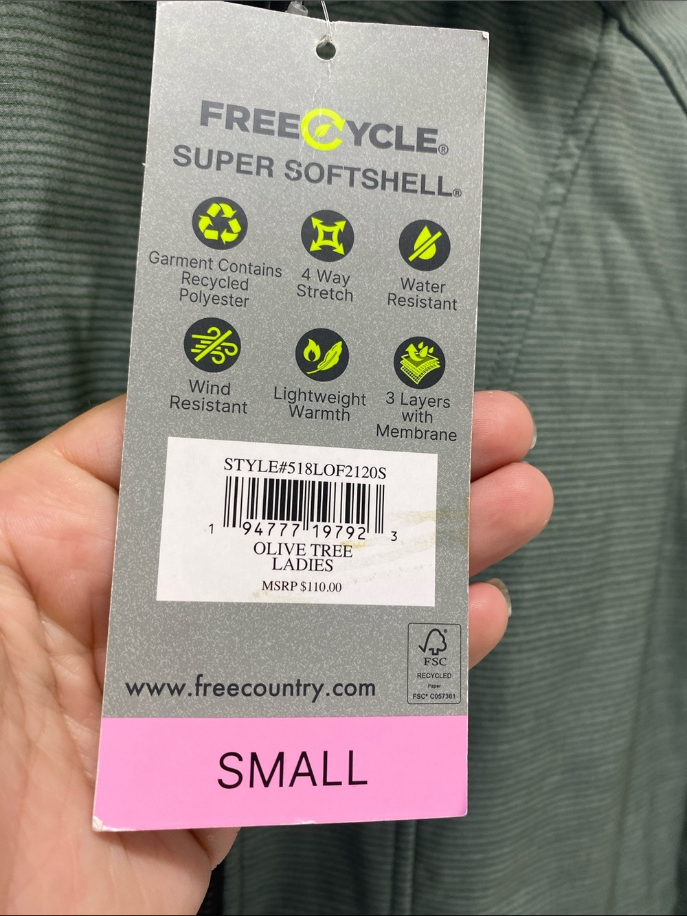 NWT Free Country Women's Super Softshell® Jacket in Olive Tree size Small - Picture 3 of 9